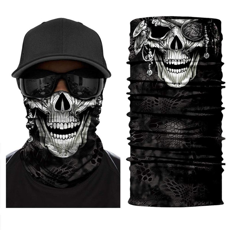 M-YOUNG Skull Face Sun Mask Half,Bandanas,Neck Gaiter, Headwear, Headband for Fishing, Hunting,Yard Work - Image 2